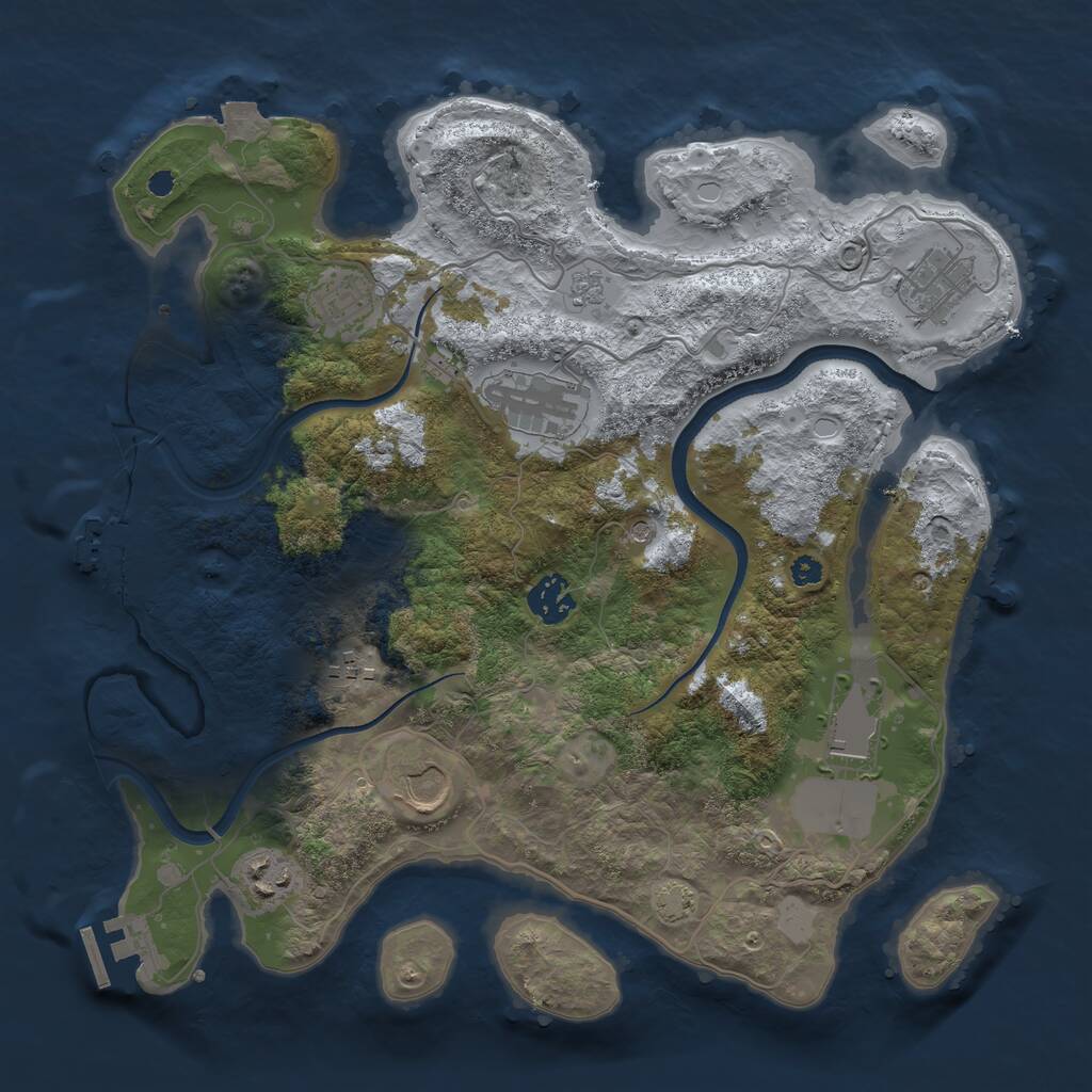 Rust Map: Procedural Map, Size: 3500, Seed: 46590, 14 Monuments