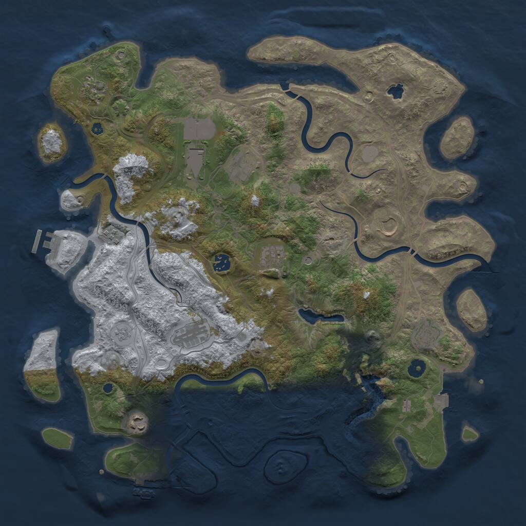Rust Map: Procedural Map, Size: 4400, Seed: 1032891204, 16 Monuments