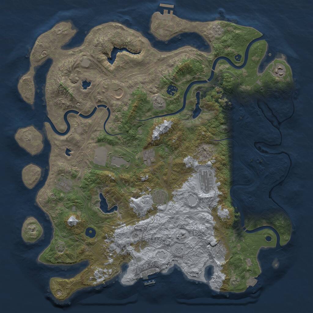 Rust Map: Procedural Map, Size: 4500, Seed: 44387277, 17 Monuments