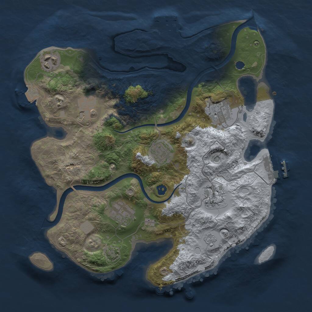 Rust Map: Procedural Map, Size: 3000, Seed: 2082357328, 12 Monuments