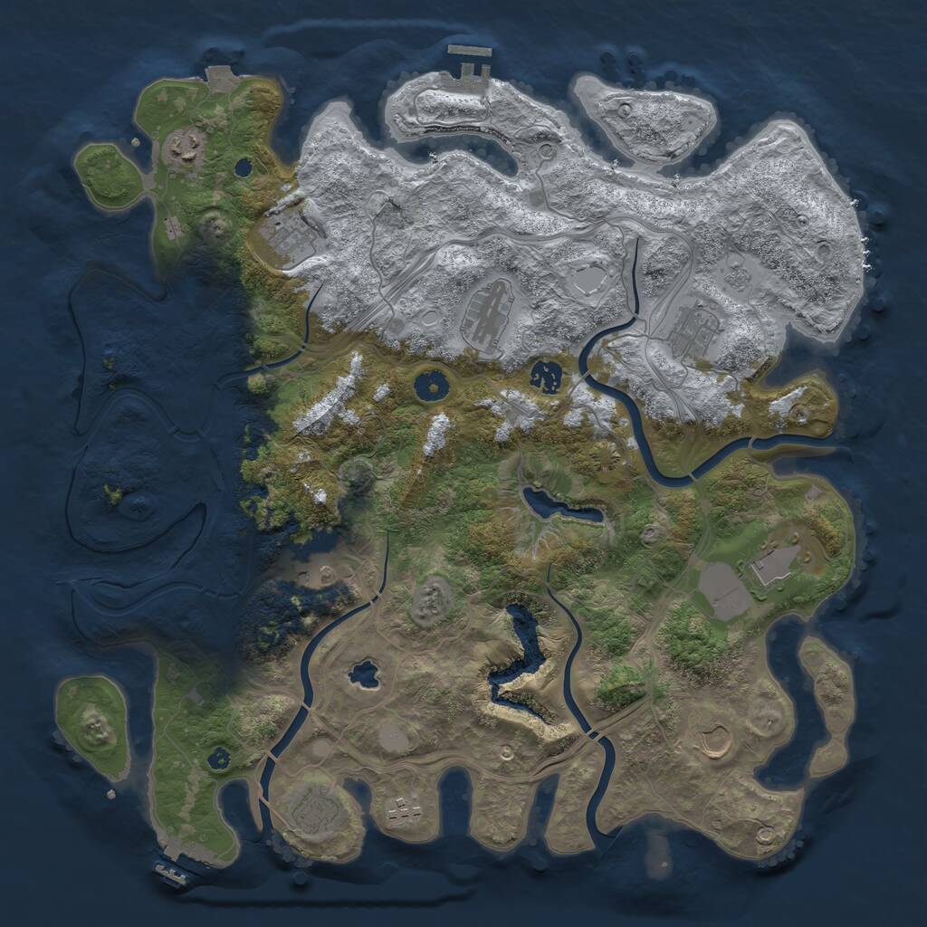 Rust Map: Procedural Map, Size: 4250, Seed: 564230127, 16 Monuments
