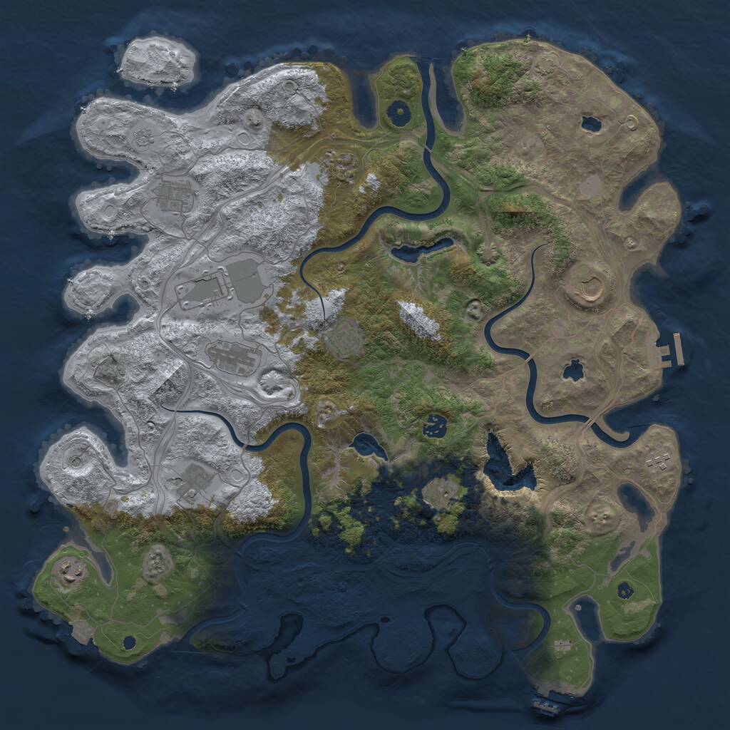 Rust Map: Procedural Map, Size: 4500, Seed: 1026711444, 17 Monuments