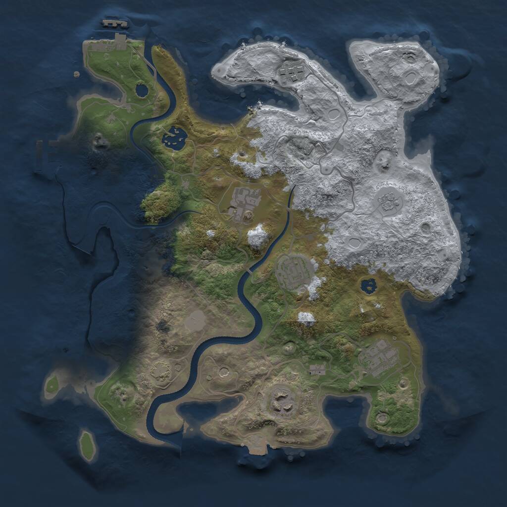 Rust Map: Procedural Map, Size: 3200, Seed: 42569, 12 Monuments