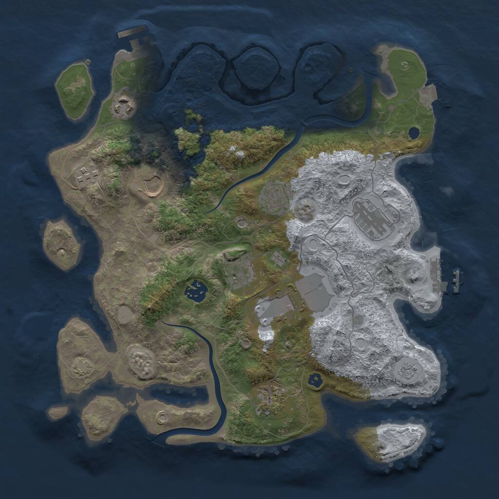 Rust Map: Procedural Map, Size: 3500, Seed: 1137640404, 15 Monuments