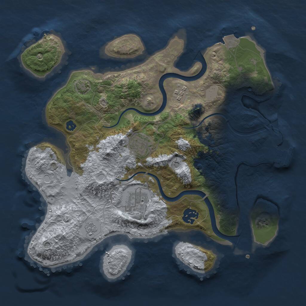 Rust Map: Procedural Map, Size: 3000, Seed: 2078840018, 9 Monuments