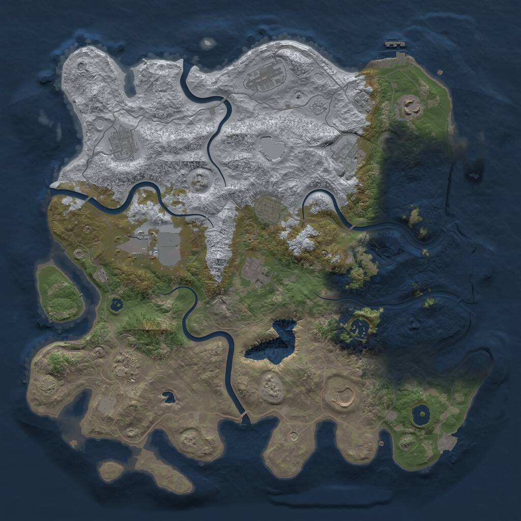 Rust Map: Procedural Map, Size: 4050, Seed: 1261344371, 17 Monuments