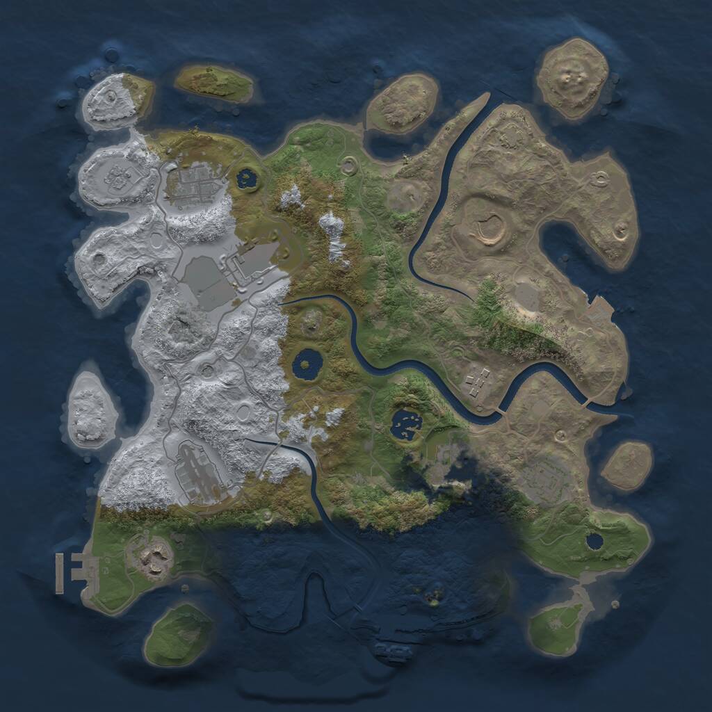 Rust Map: Procedural Map, Size: 3500, Seed: 45354, 15 Monuments