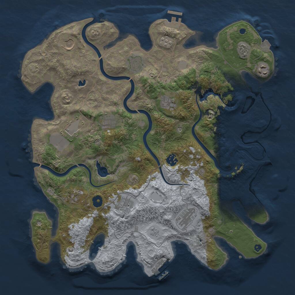 Rust Map: Procedural Map, Size: 4000, Seed: 88297273, 17 Monuments