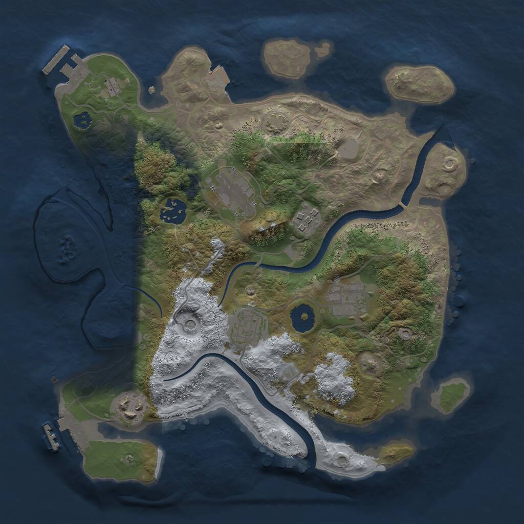 Rust Map: Procedural Map, Size: 3000, Seed: 56491, 11 Monuments