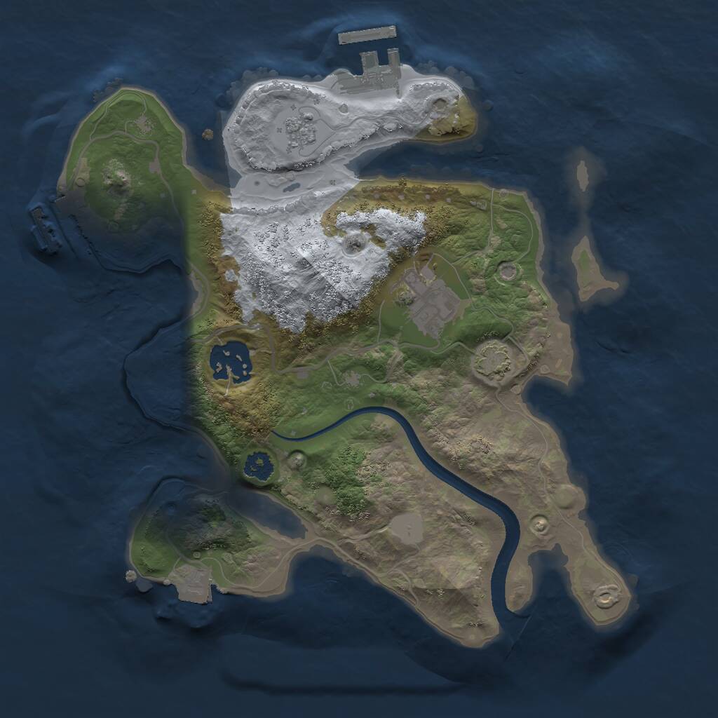 Rust Map: Procedural Map, Size: 2500, Seed: 2086962917, 7 Monuments