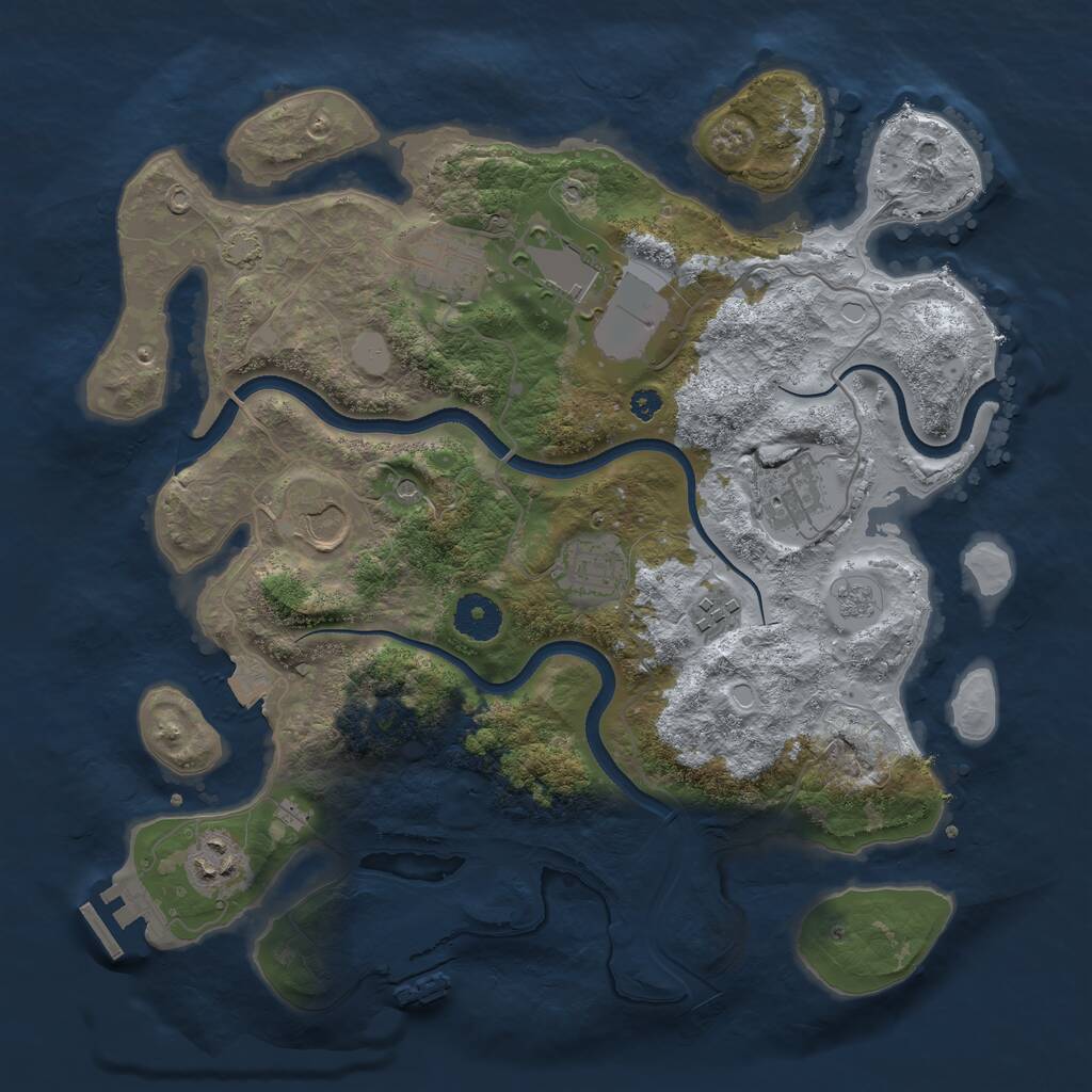 Rust Map: Procedural Map, Size: 3500, Seed: 1234511089, 13 Monuments
