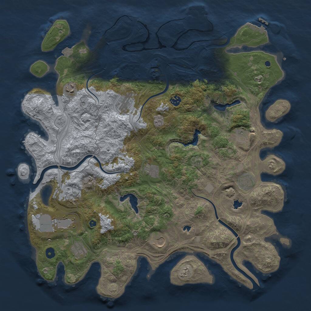 Rust Map: Procedural Map, Size: 4500, Seed: 10240106, 17 Monuments