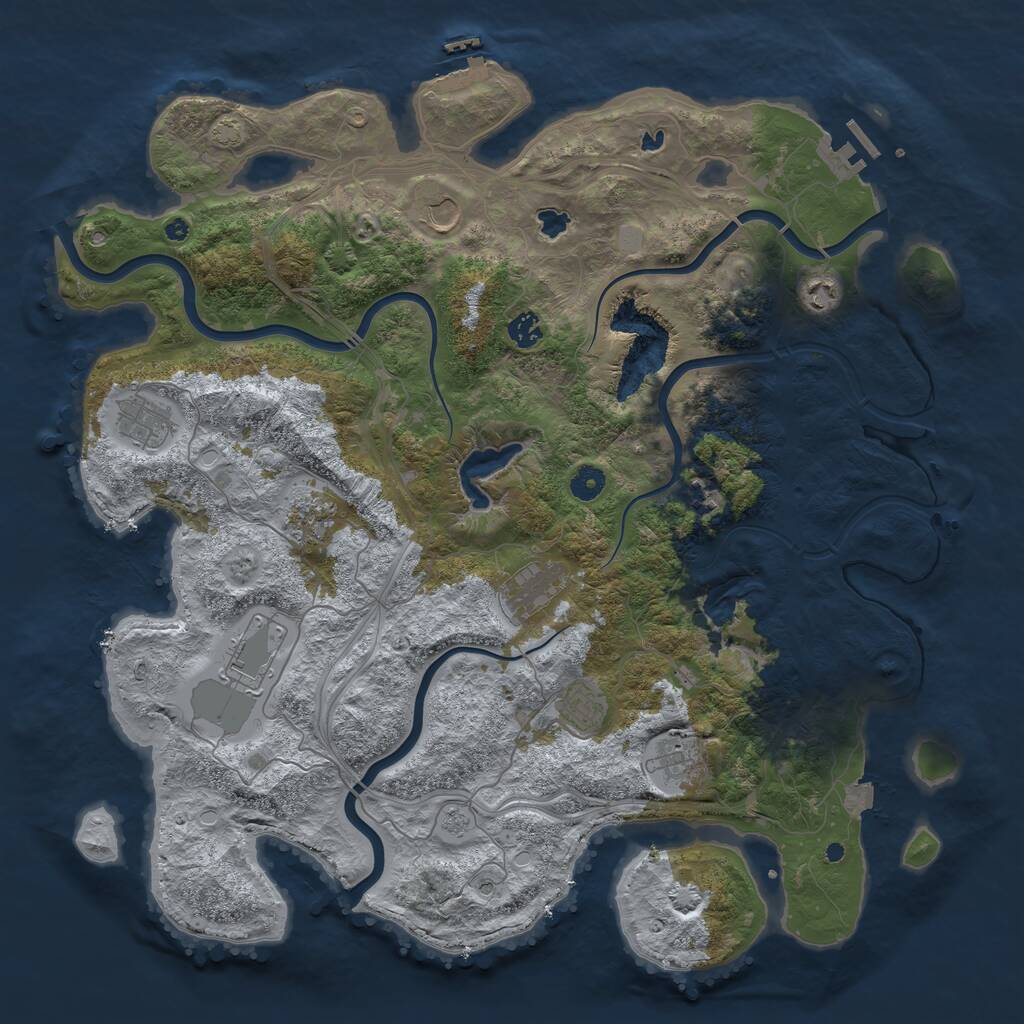 Rust Map: Procedural Map, Size: 4500, Seed: 523322296, 16 Monuments