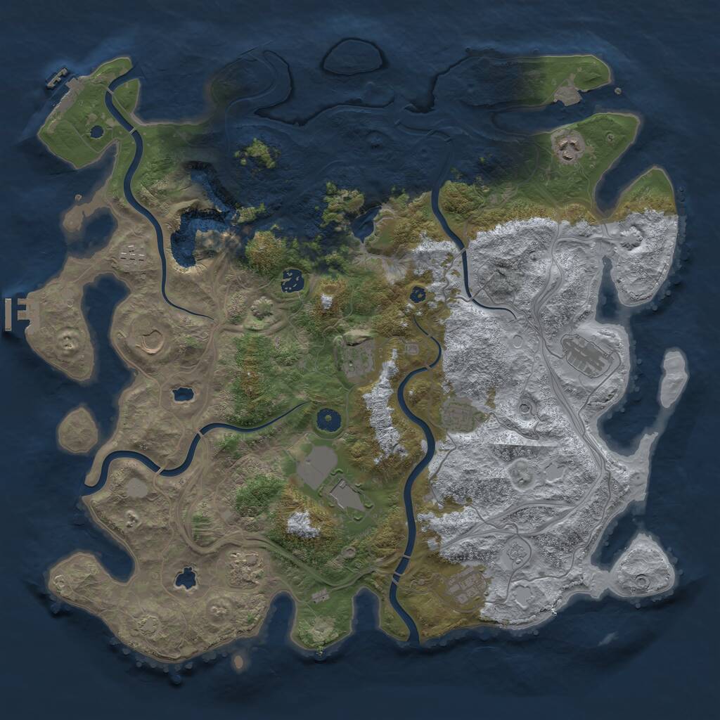 Rust Map: Procedural Map, Size: 4500, Seed: 31699, 16 Monuments