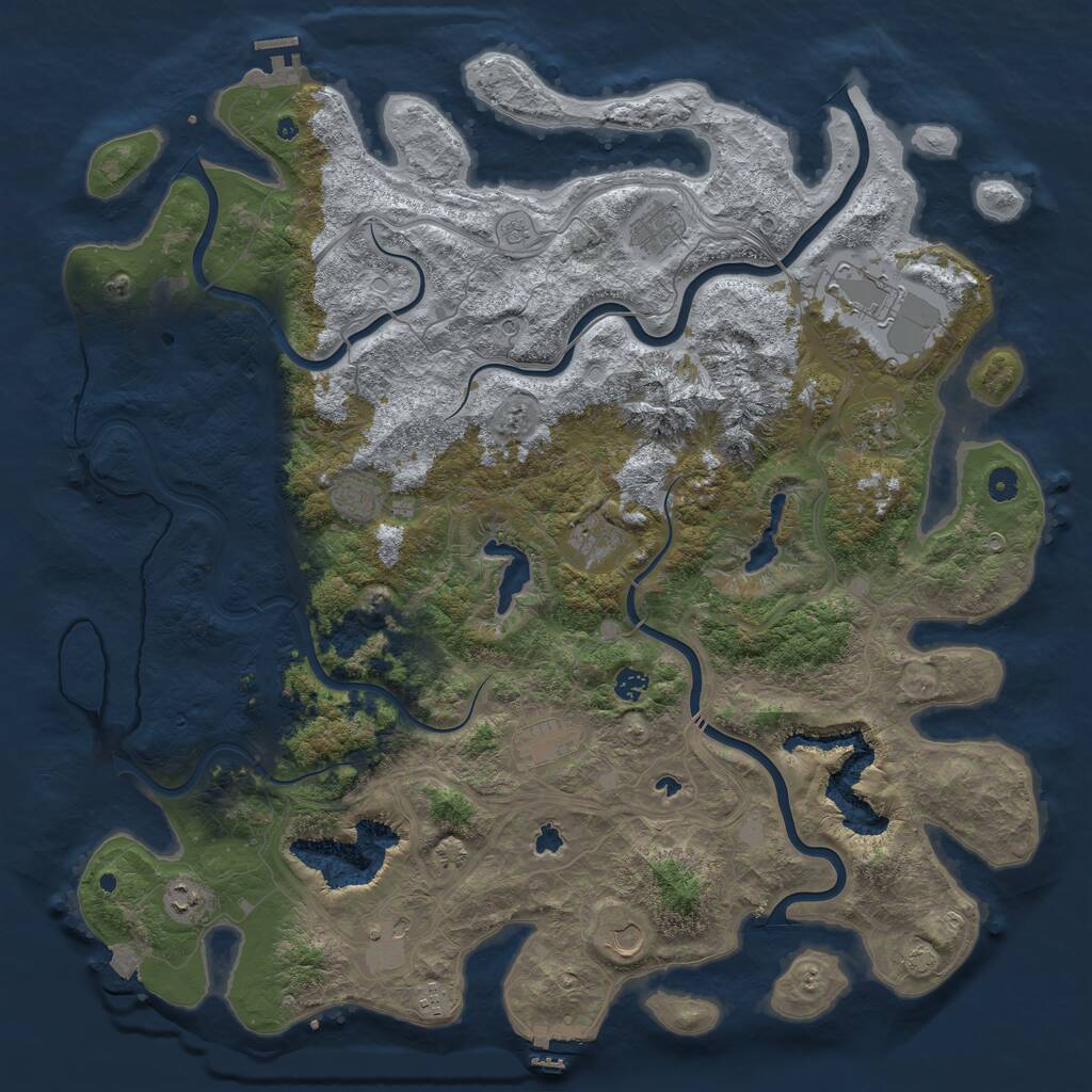 Rust Map: Procedural Map, Size: 5000, Seed: 420320993, 17 Monuments