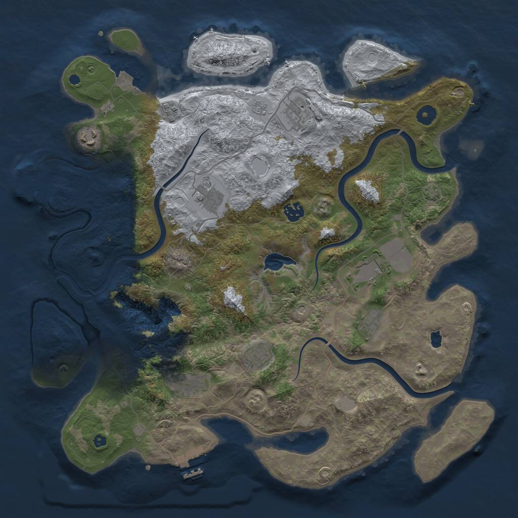 Rust Map: Procedural Map, Size: 4000, Seed: 1253042801, 15 Monuments