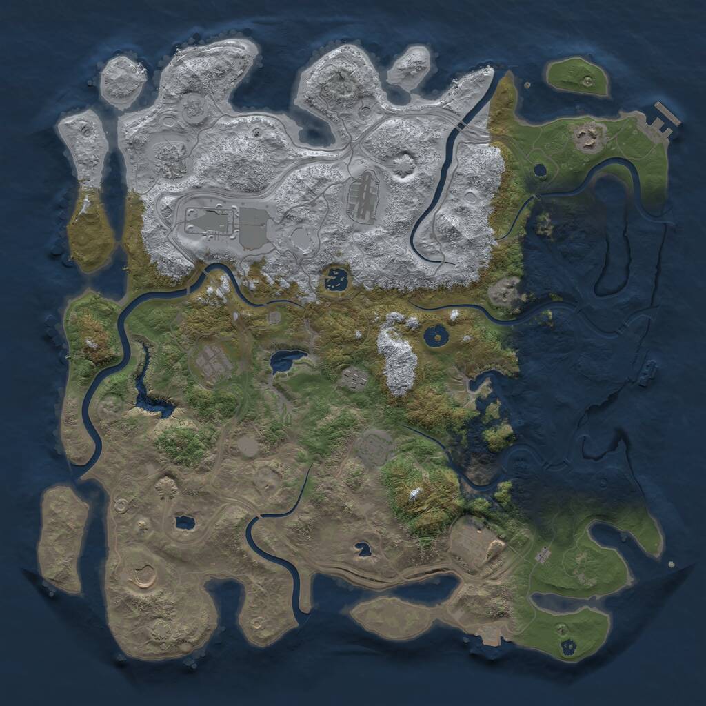 Rust Map: Procedural Map, Size: 4500, Seed: 514691913, 16 Monuments