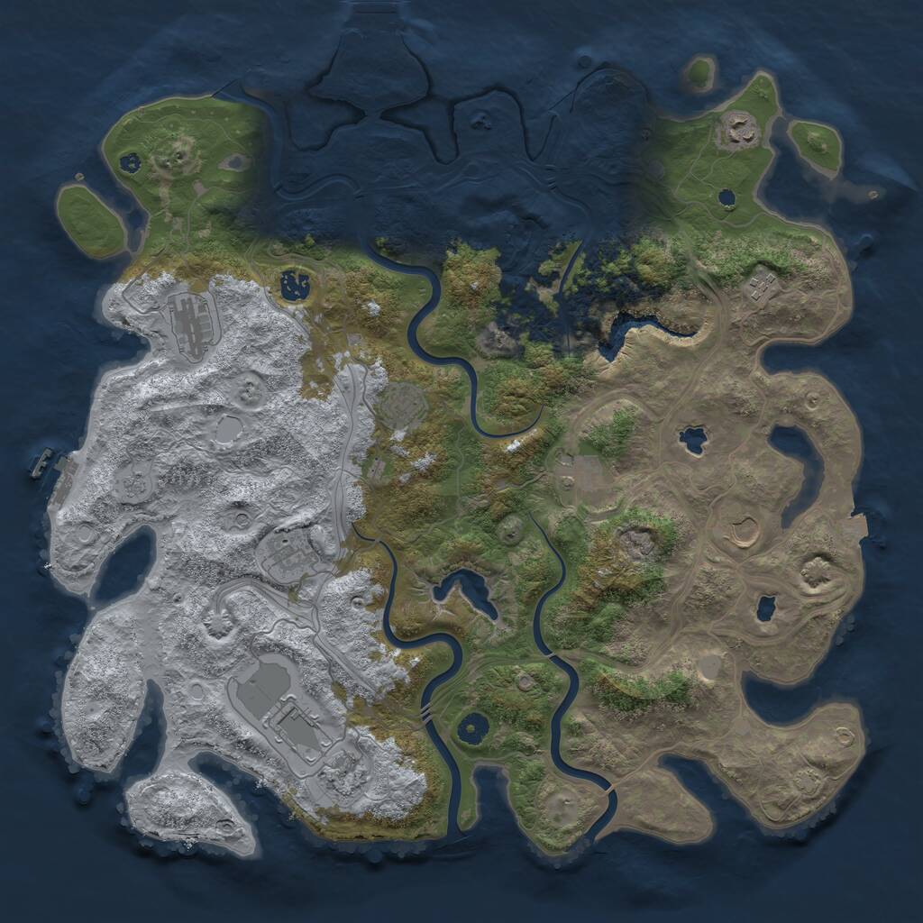 Rust Map: Procedural Map, Size: 4500, Seed: 983644405, 16 Monuments
