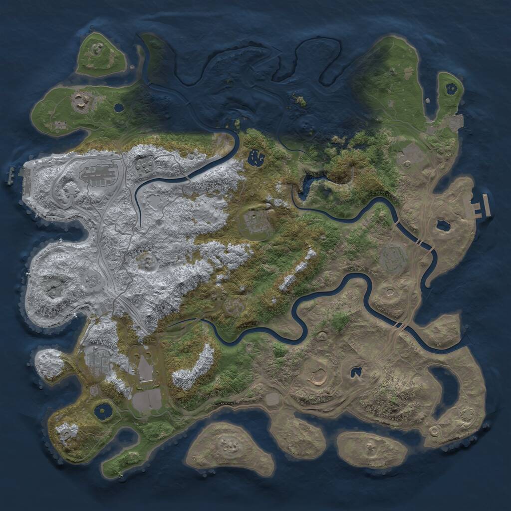 Rust Map: Procedural Map, Size: 4500, Seed: 1910550662, 16 Monuments