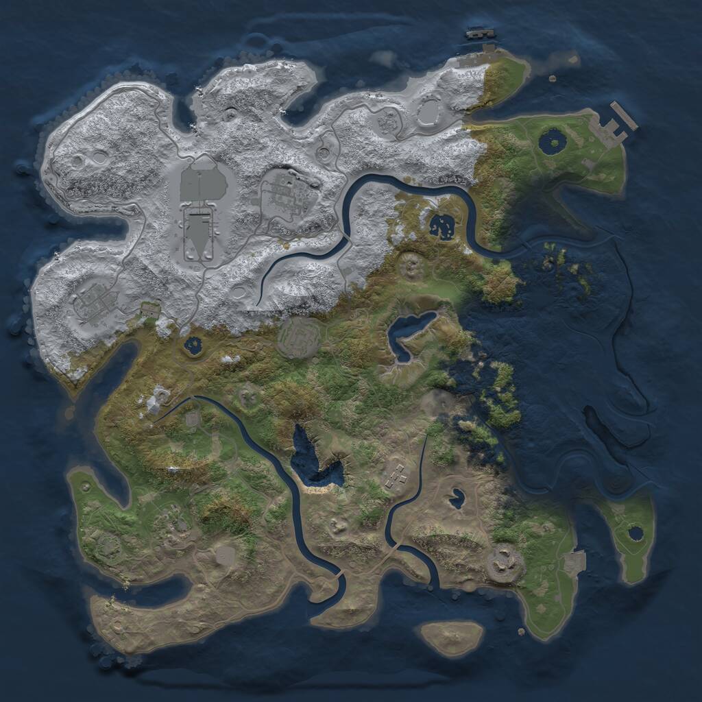 Rust Map: Procedural Map, Size: 4000, Seed: 95745383, 14 Monuments