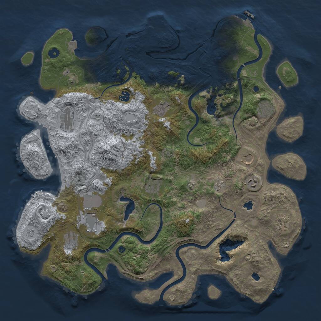 Rust Map: Procedural Map, Size: 4500, Seed: 1601636052, 17 Monuments