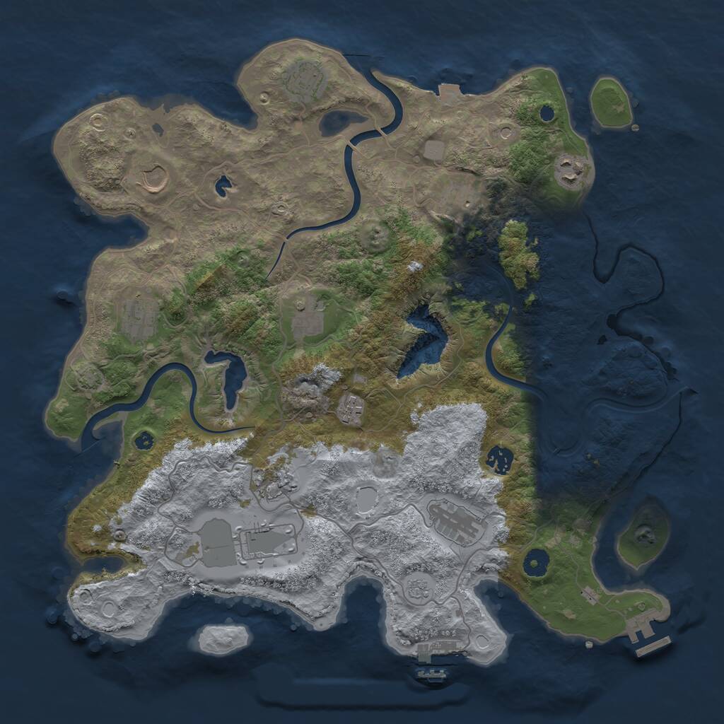 Rust Map: Procedural Map, Size: 4000, Seed: 2010729054, 17 Monuments