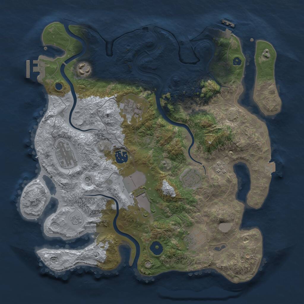 Rust Map: Procedural Map, Size: 3500, Seed: 1921070175, 14 Monuments