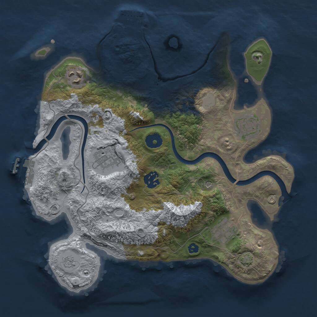 Rust Map: Procedural Map, Size: 3000, Seed: 123057, 11 Monuments