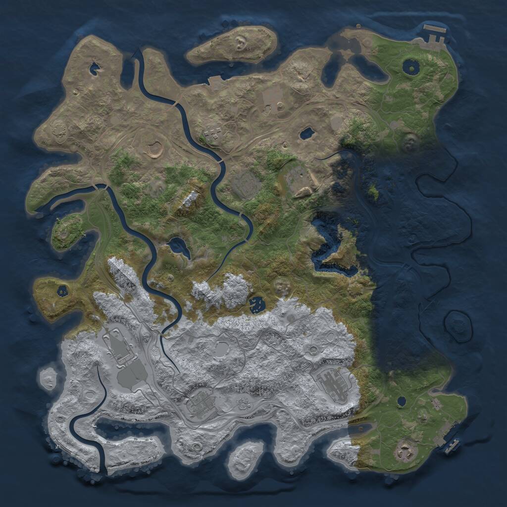 Rust Map: Procedural Map, Size: 4500, Seed: 245691273, 16 Monuments