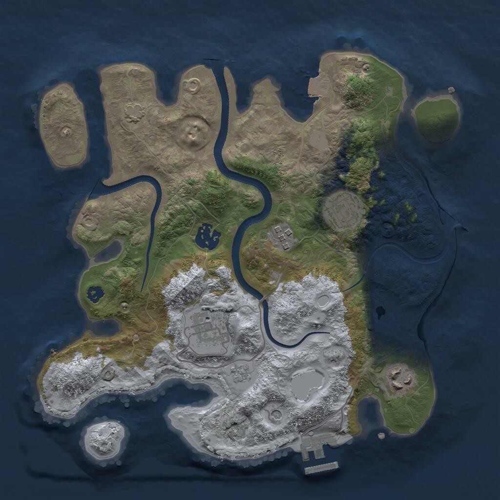 Rust Map: Procedural Map, Size: 3000, Seed: 1344833328, 10 Monuments