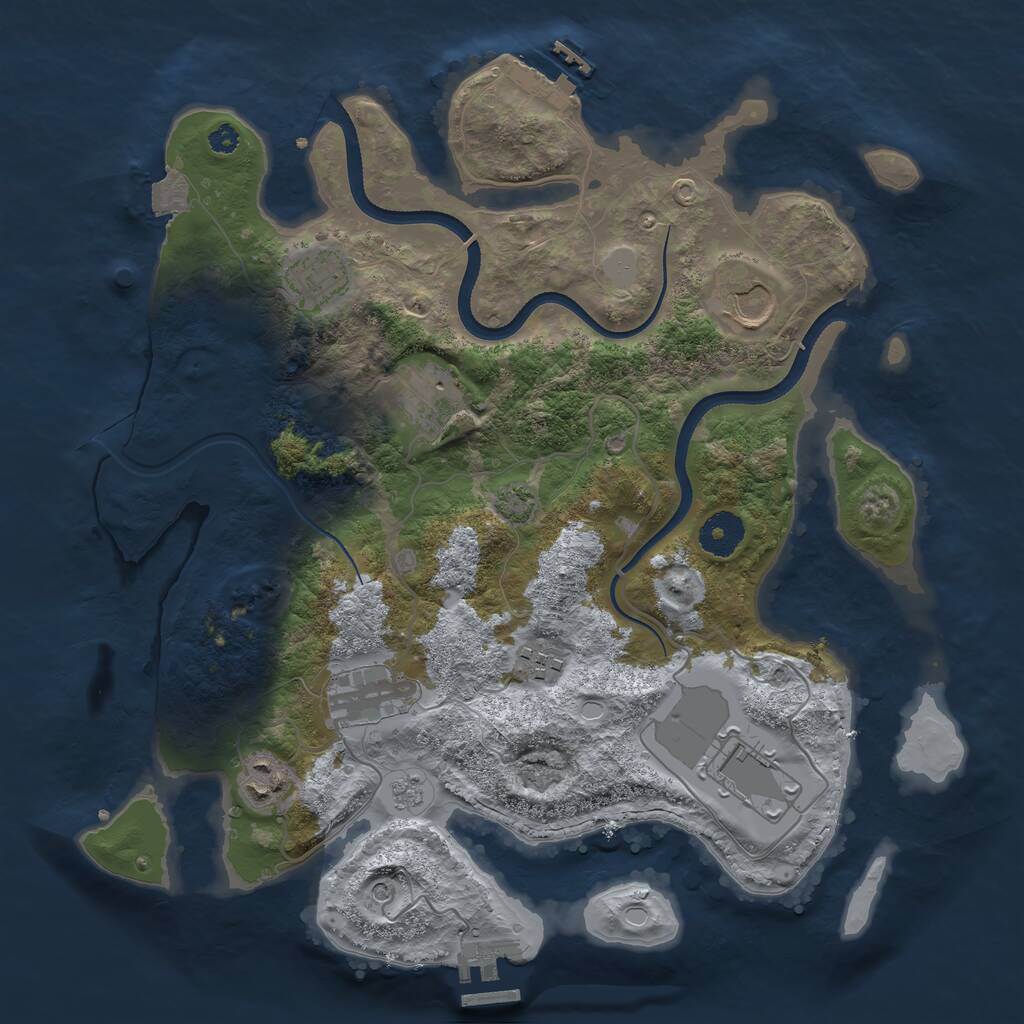 Rust Map: Procedural Map, Size: 3500, Seed: 1575511587, 13 Monuments