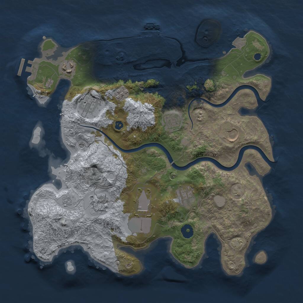 Rust Map: Procedural Map, Size: 3500, Seed: 1292410216, 14 Monuments