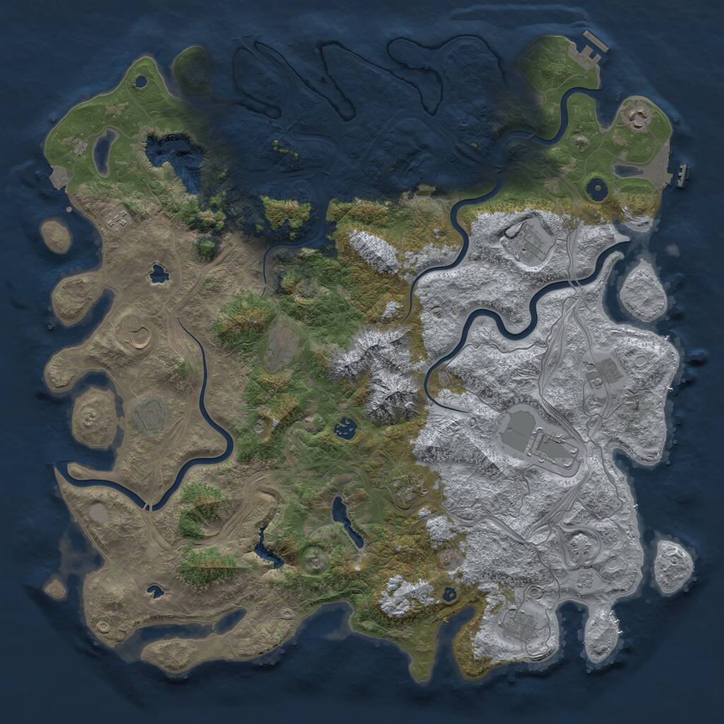 Rust Map: Procedural Map, Size: 5000, Seed: 1263102265, 17 Monuments