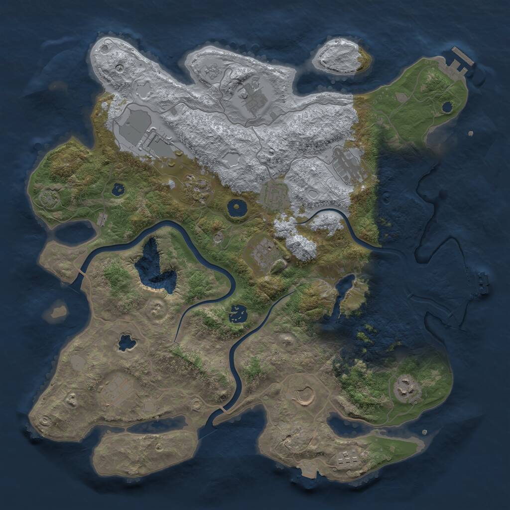 Rust Map: Procedural Map, Size: 4000, Seed: 1464911943, 17 Monuments
