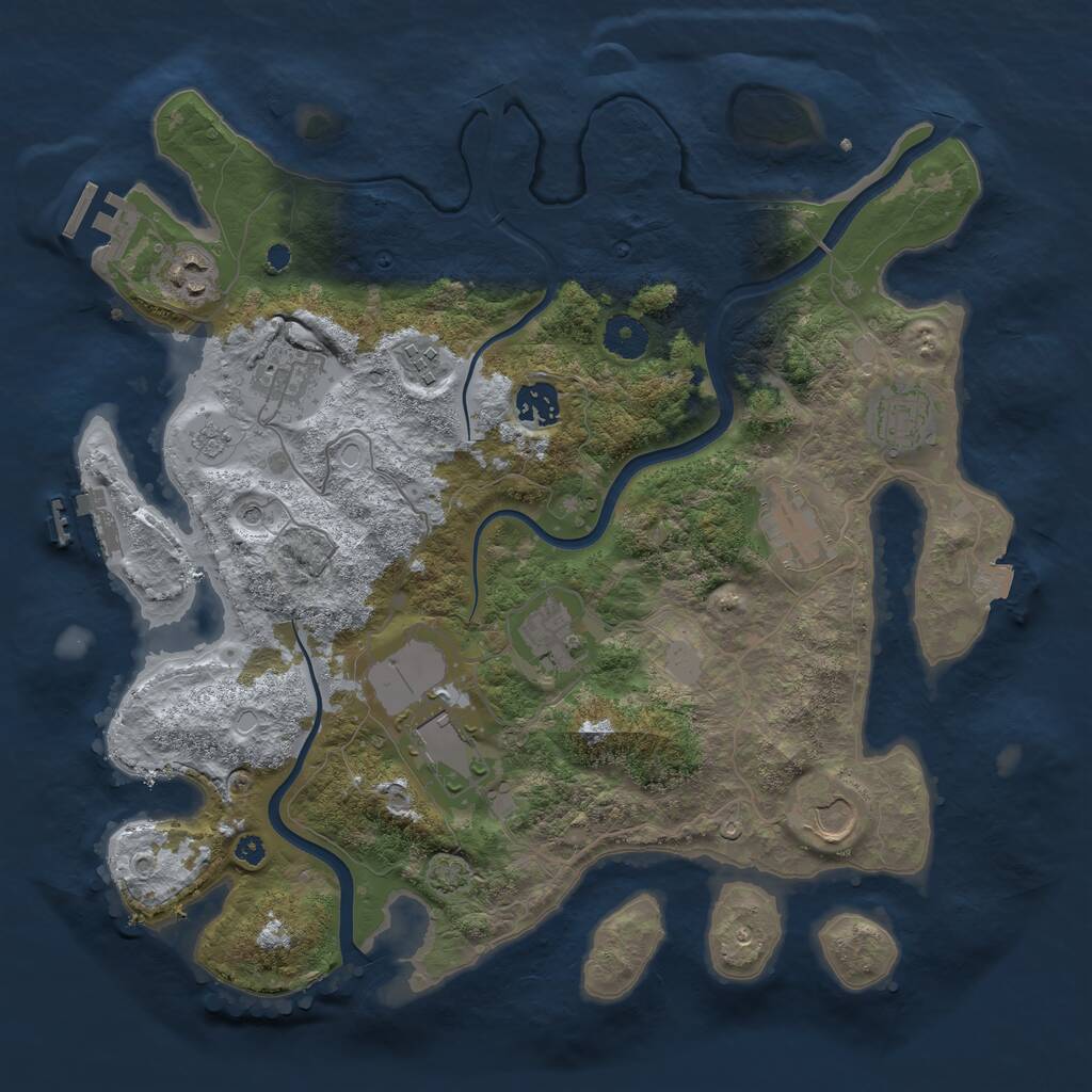 Rust Map: Procedural Map, Size: 3700, Seed: 17653222, 15 Monuments