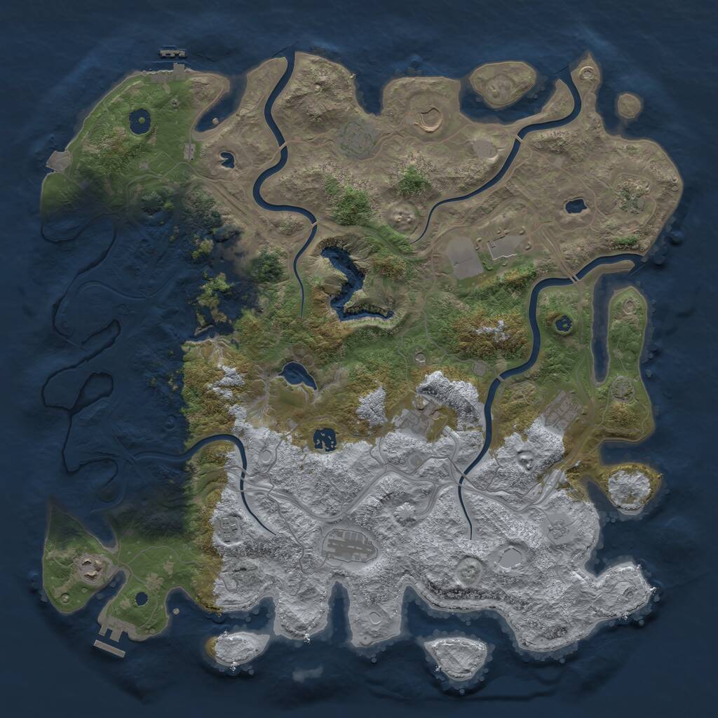 Rust Map: Procedural Map, Size: 4500, Seed: 1345772618, 17 Monuments