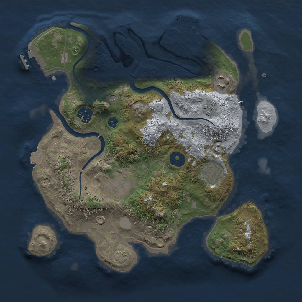 Rust Map: Procedural Map, Size: 3000, Seed: 35372, 10 Monuments