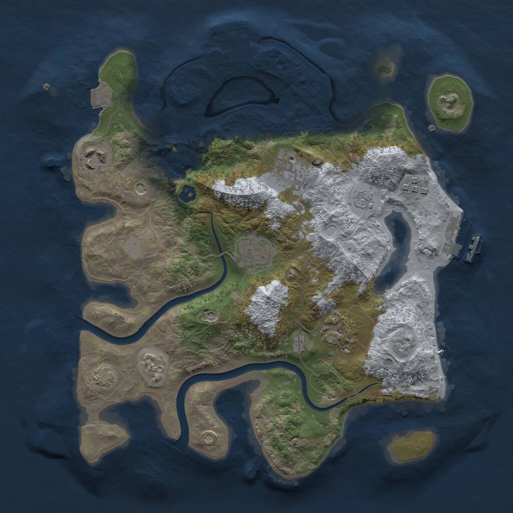 Rust Map: Procedural Map, Size: 3000, Seed: 458228255, 11 Monuments