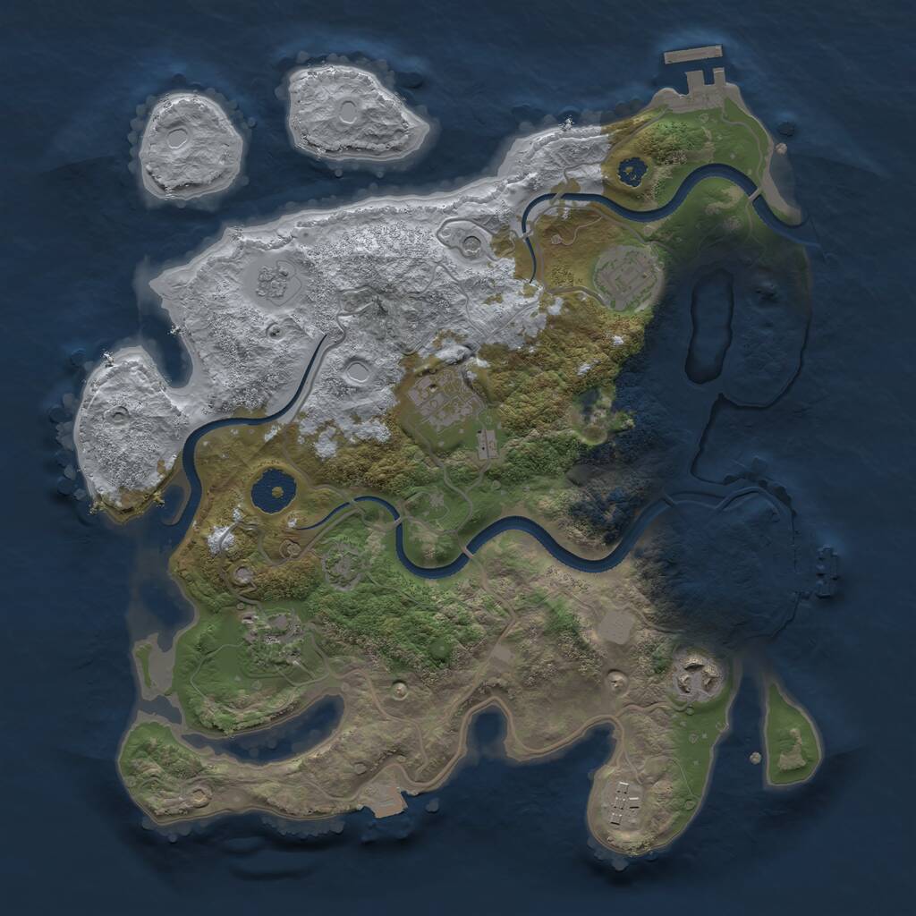 Rust Map: Procedural Map, Size: 3200, Seed: 39122, 11 Monuments