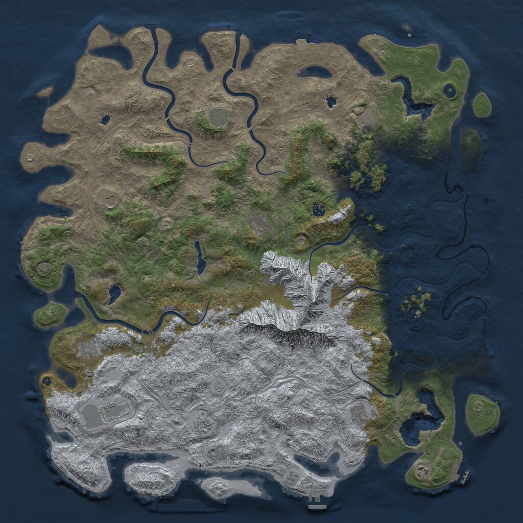 Rust Map: Procedural Map, Size: 6000, Seed: 233333914, 17 Monuments