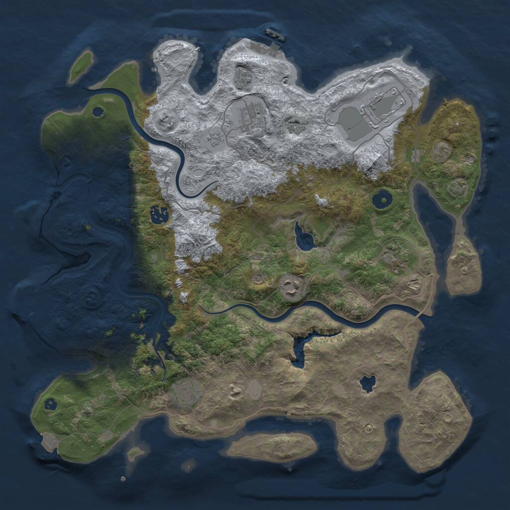 Rust Map: Procedural Map, Size: 4000, Seed: 6543876, 13 Monuments