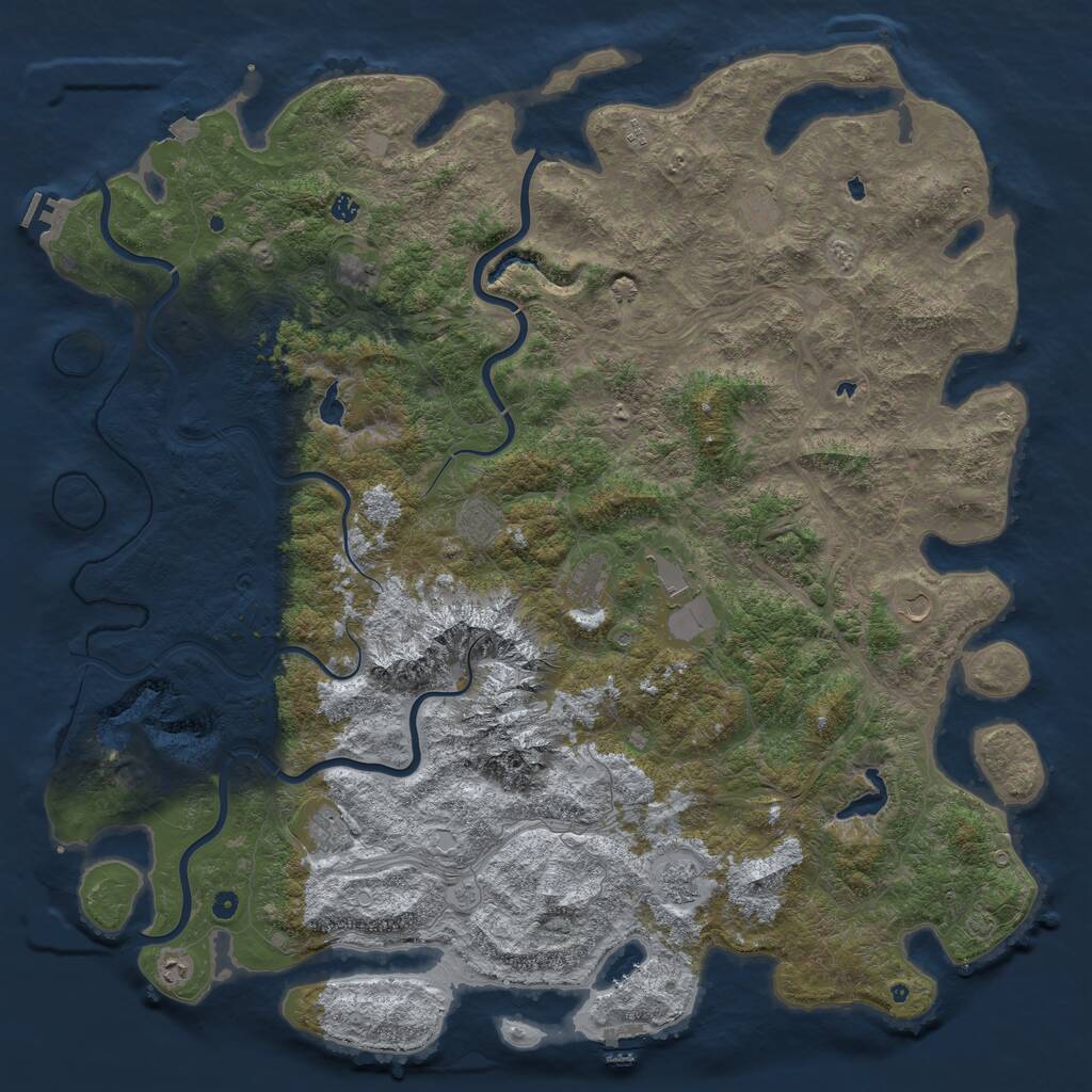 Rust Map: Procedural Map, Size: 6000, Seed: 465287842, 17 Monuments