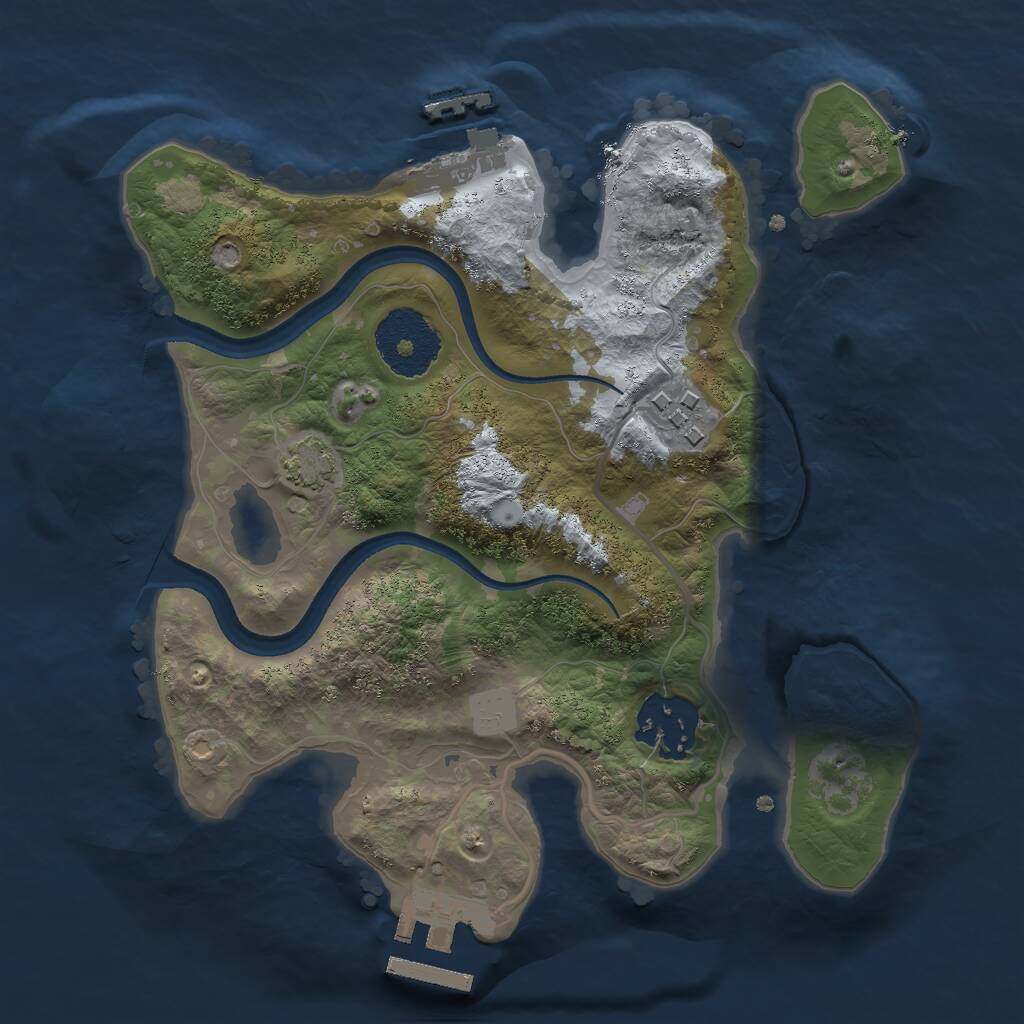 Rust Map: Procedural Map, Size: 2400, Seed: 2000435853, 6 Monuments