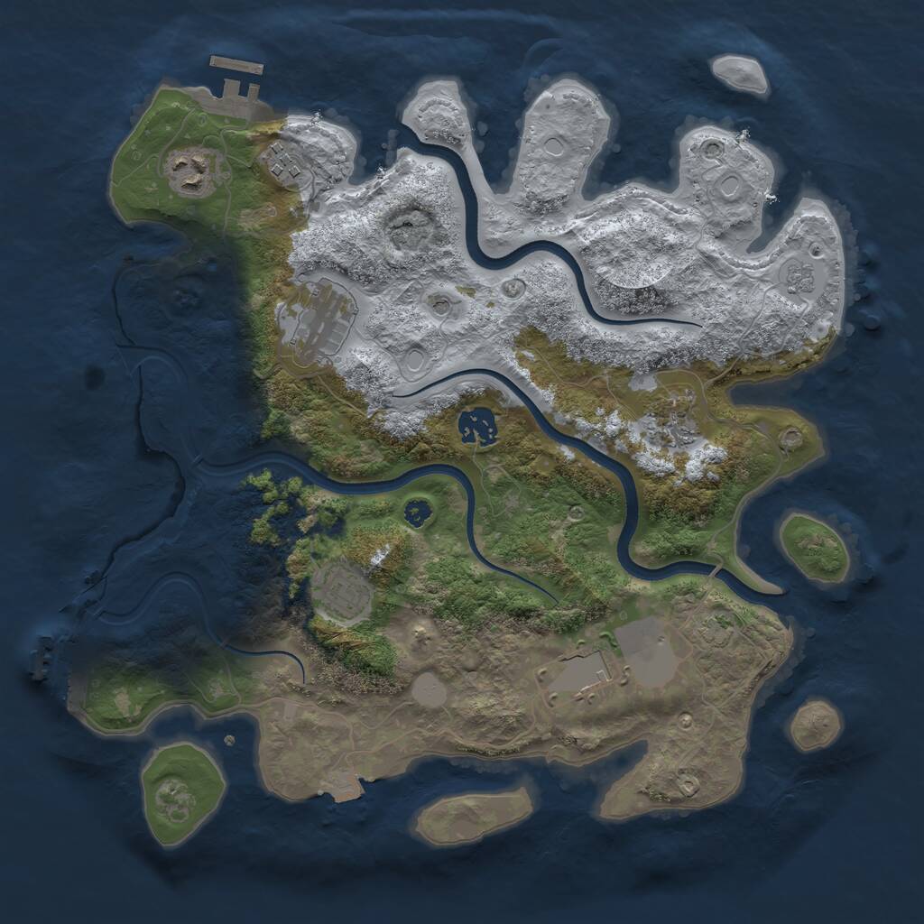 Rust Map: Procedural Map, Size: 3500, Seed: 1214765757, 13 Monuments