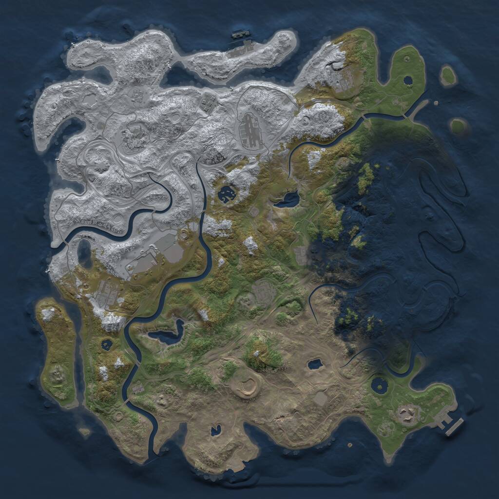 Rust Map: Procedural Map, Size: 4500, Seed: 499256130, 17 Monuments