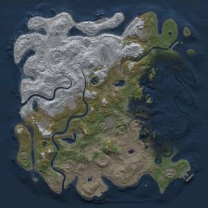 Thumbnail Rust Map: Procedural Map, Size: 4500, Seed: 499256130, 17 Monuments