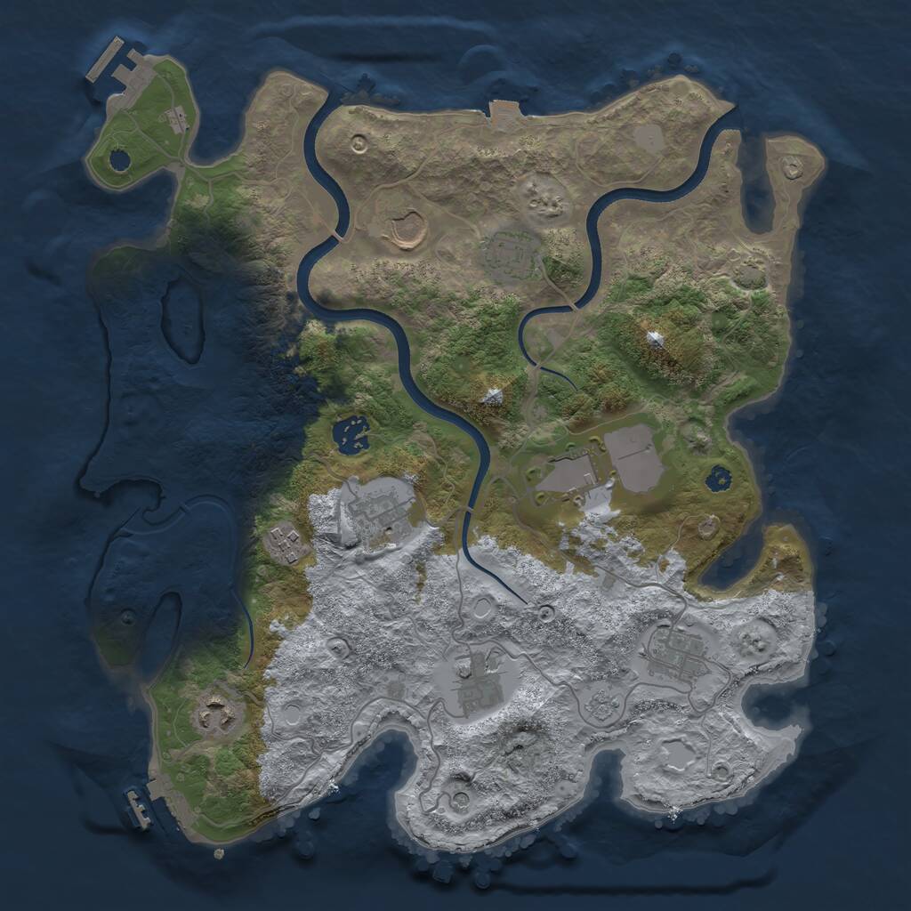 Rust Map: Procedural Map, Size: 3550, Seed: 543267, 15 Monuments