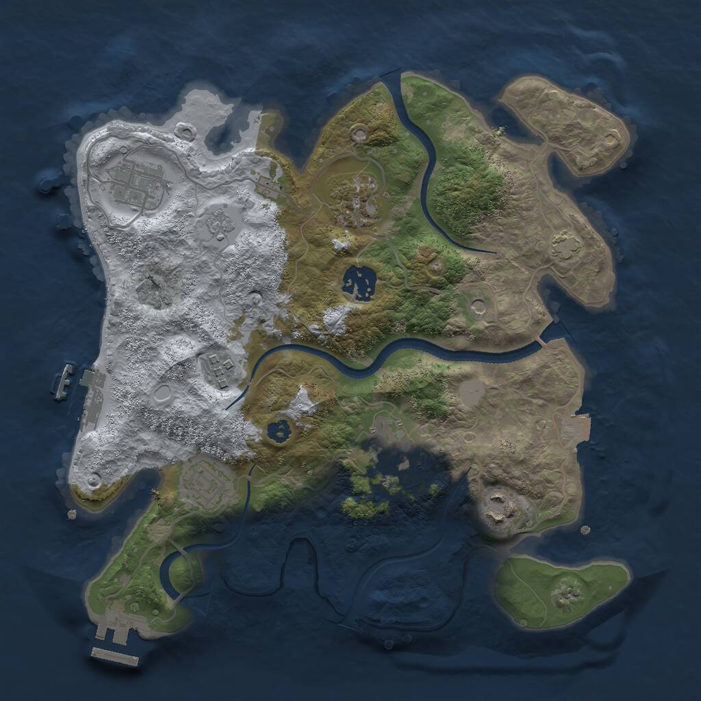 Rust Map: Procedural Map, Size: 3000, Seed: 2026737777, 13 Monuments