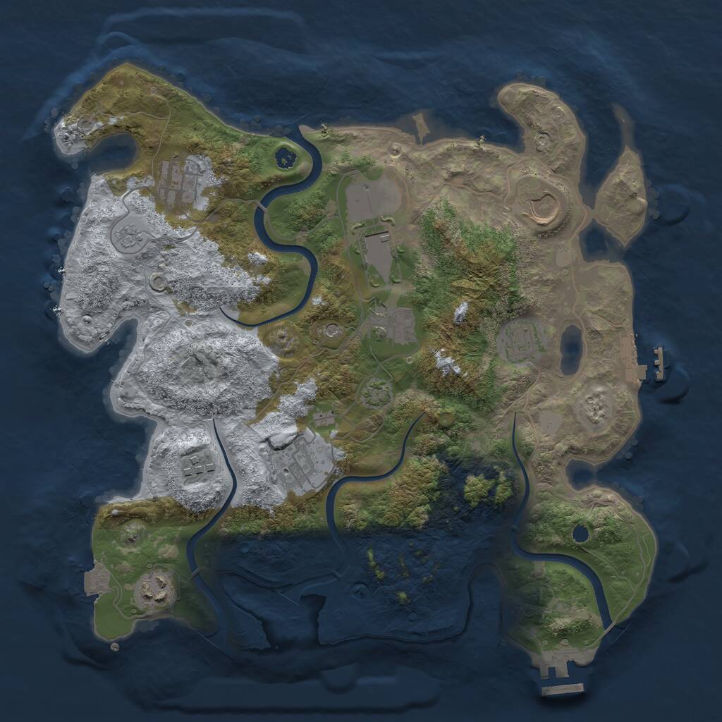 Rust Map: Procedural Map, Size: 3500, Seed: 36599, 14 Monuments