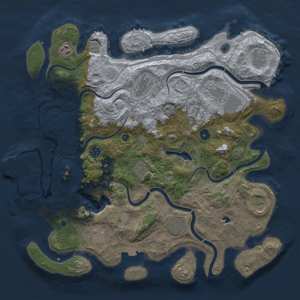 Rust Map: Procedural Map, Size: 4250, Seed: 415064500, 16 Monuments